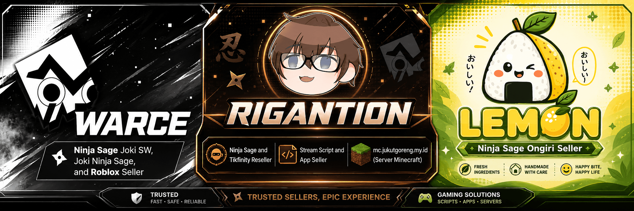 Warce · Rigantion · Lemon — trusted sellers